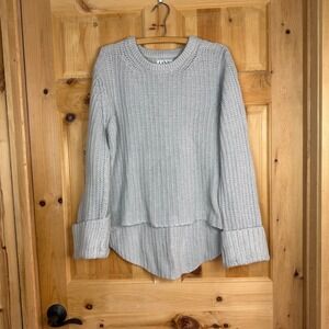One Teaspoon ONE Grey Chunky Knit Sweater M Oversized High Low Ribbed Jumper